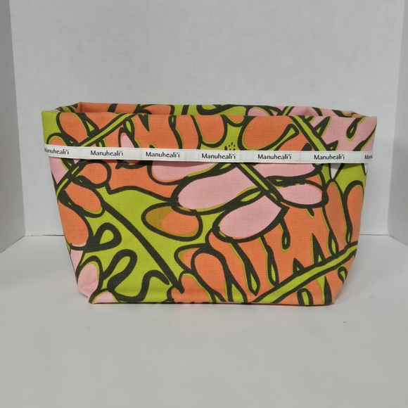 Vntg Manuheali'i (RARE) Multicolor Floral Canvas Tote Bag 10"X10"X6 1/2" Stp 20" - Picture 2 of 12